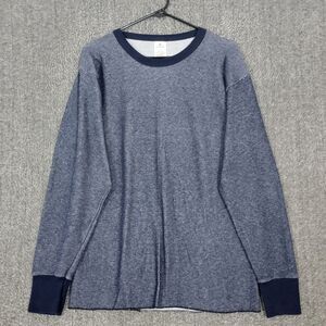 Vintage Indera Thermal Shirt Mens XL Navy Blue Long Sleeve Stretchy Waffle Knit